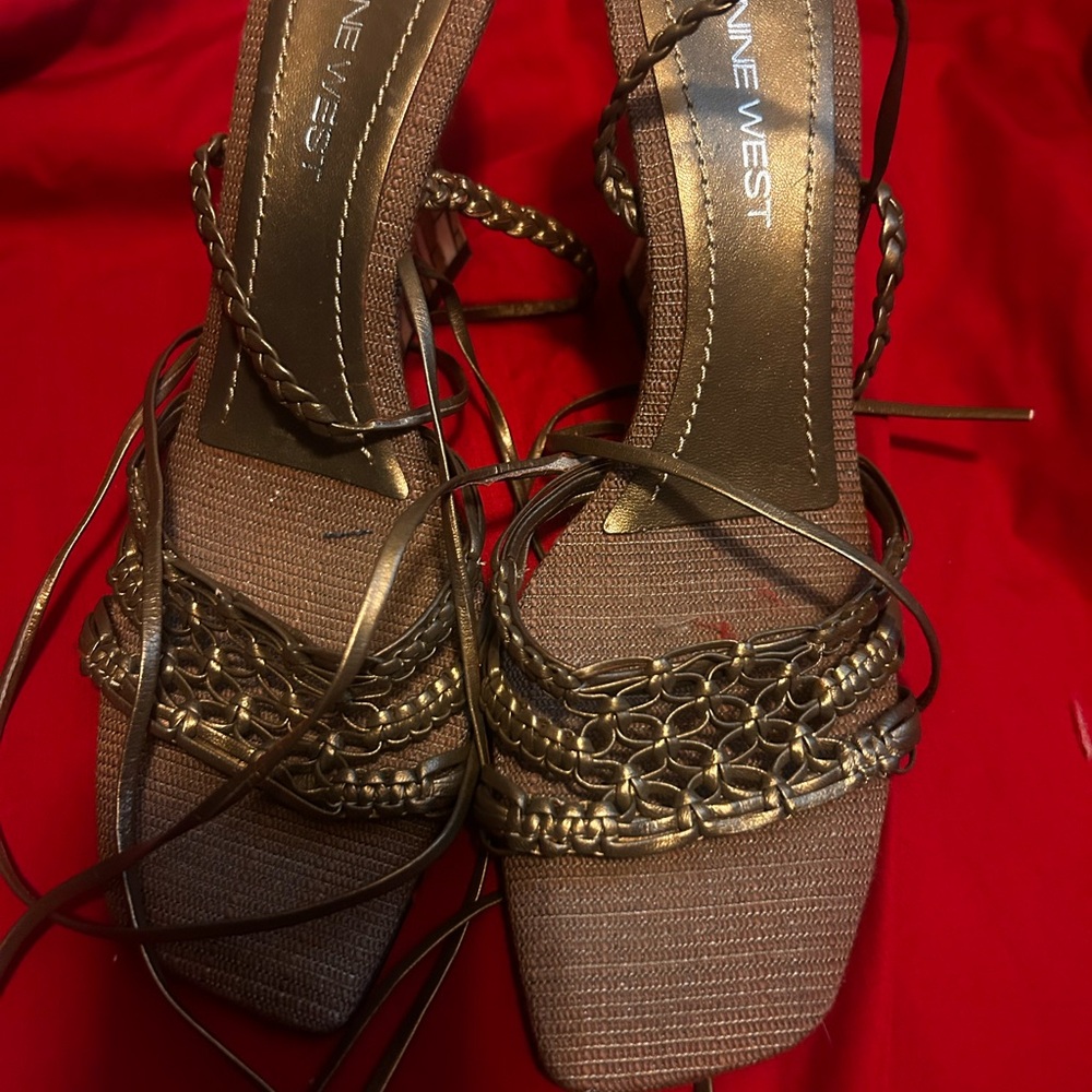 Nine West Metallic Brown Strappy Heels